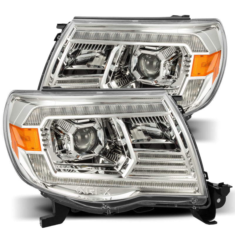 AlphaRex 05-11 Toyota Tacoma PRO-Series Projector Headlights Plank Style Design Chrome w/DRL