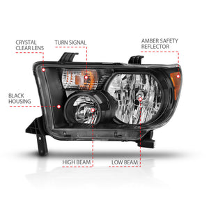 ANZO 2007-2013 Toyota Tundra Crystal Headlight Black Amber