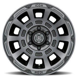 ICON Thrust 17x8.5 5x150 25mm Offset 5.75in BS Smoked Satin Black Tint Wheel