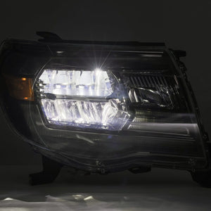 AlphaRex 05-11 Toyota Tacoma LUXX Crystal Headlights Plank Style Design Black w/Activation Light/DRL