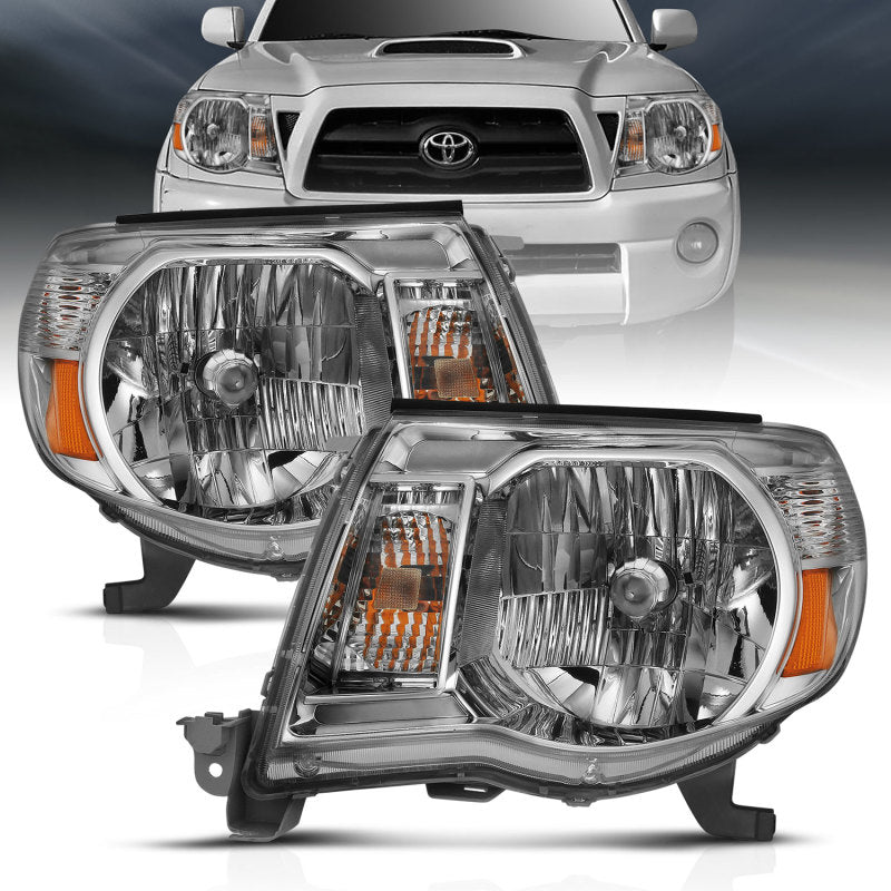 ANZO 2005-2011 Toyota Tacoma Crystal Headlight Chrome Amber