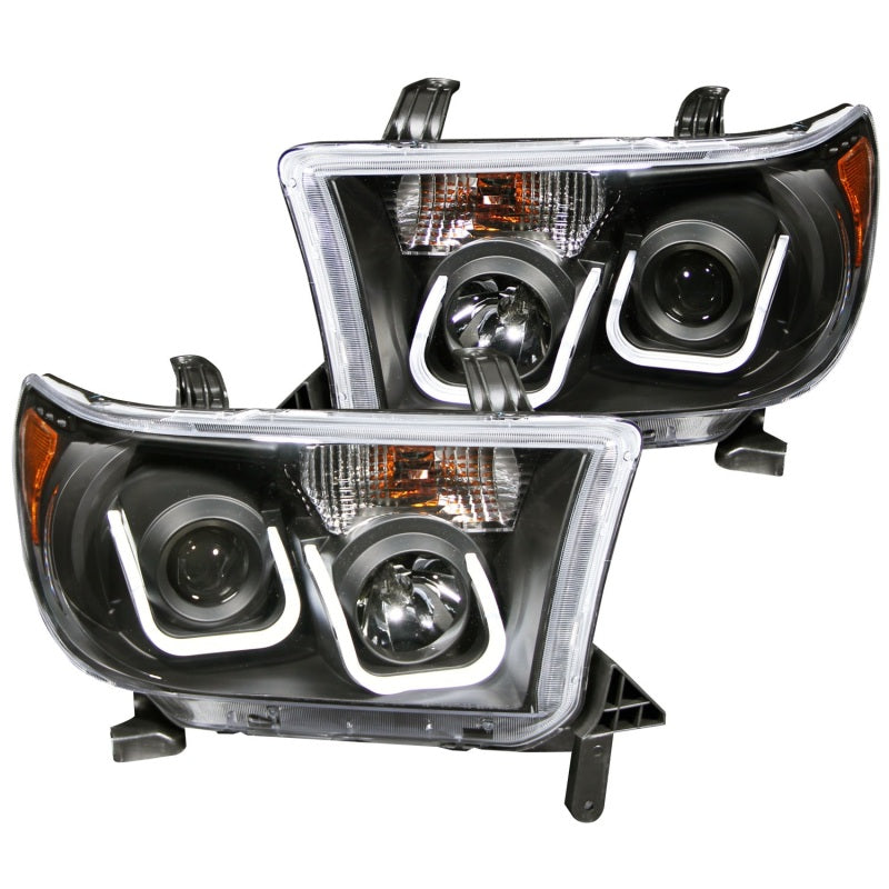 ANZO 2007-2013 Toyota Tundra Projector Headlights w/ U-Bar Black